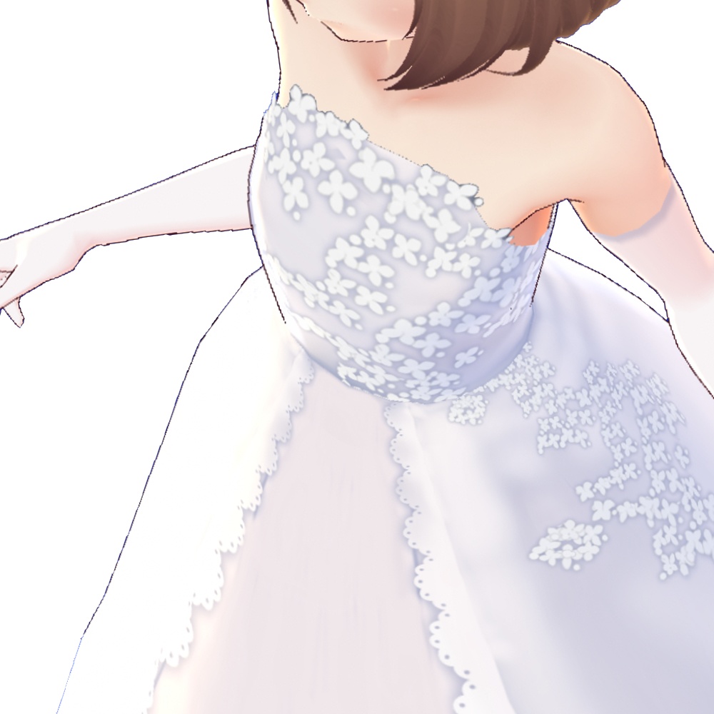 【Vroid】紫陽花のホワイトウエディングドレス【衣装テクスチャ】