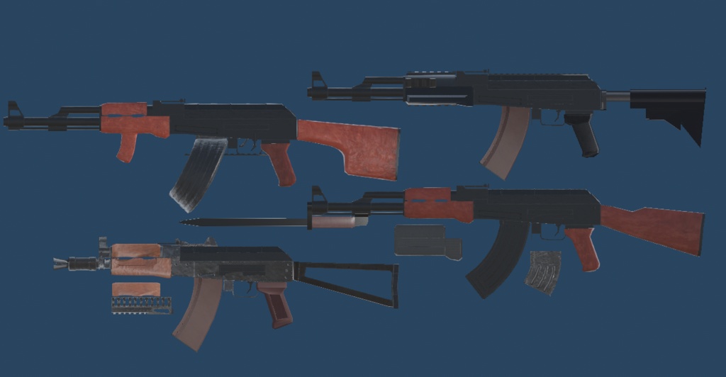[R-18&R-18G&商用可] AK-47 & SKS & アタッチメント 3Dモデル