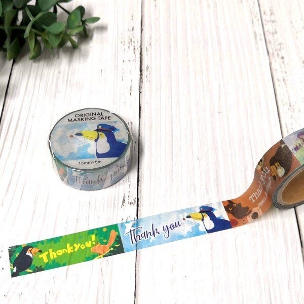 ありしろ雑貨店 マスキングテープ 「Thank you」15mm / fumika オニオオハシ ありがとう 文字入り マステ