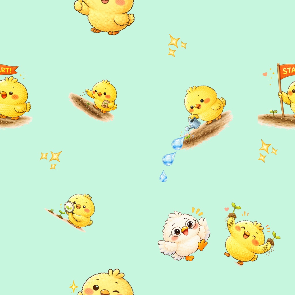可愛いひよこの仲間たち2|シームレスデジタルペーパー 9枚セット【3柄×3色】
