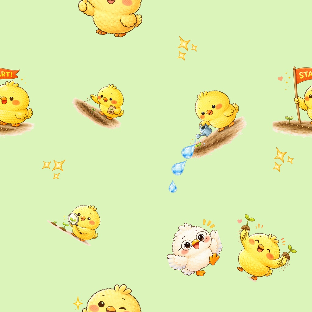 可愛いひよこの仲間たち2|シームレスデジタルペーパー 9枚セット【3柄×3色】