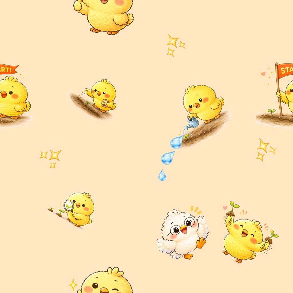 可愛いひよこの仲間たち2|シームレスデジタルペーパー 9枚セット【3柄×3色】