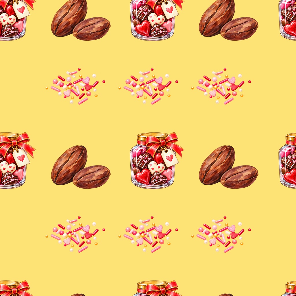 バレンタインのお菓子時間|シームレスデジタルペーパー 9枚セット【3柄×3色】