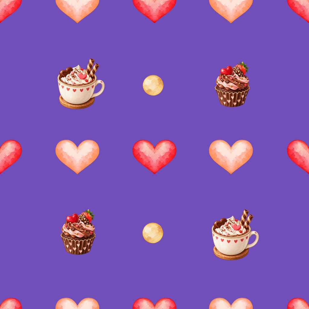 バレンタインのお菓子時間|シームレスデジタルペーパー 9枚セット【3柄×3色】