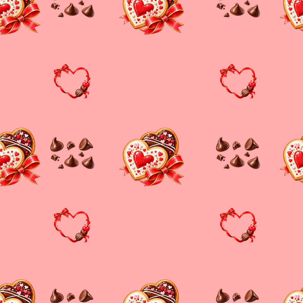 バレンタインのお菓子時間|シームレスデジタルペーパー 9枚セット【3柄×3色】