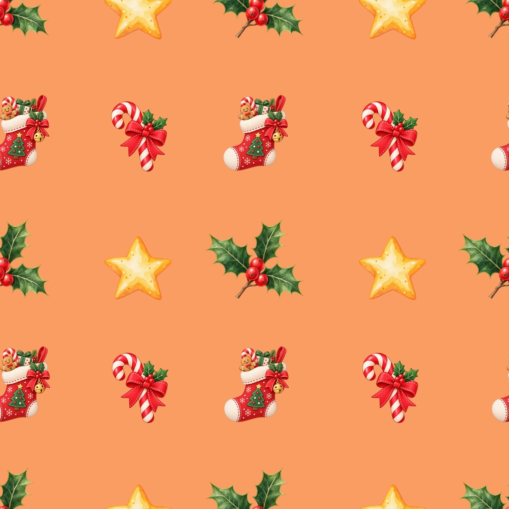 「クリスマスの飾り模様|シームレスデジタルペーパー 9枚セット【3柄×3色】」