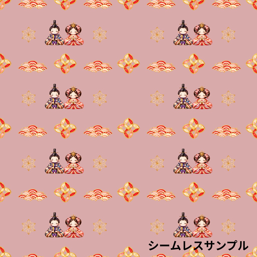 「桃の花とひな祭り|シームレスデジタルペーパー 9枚セット【3柄×3色】」