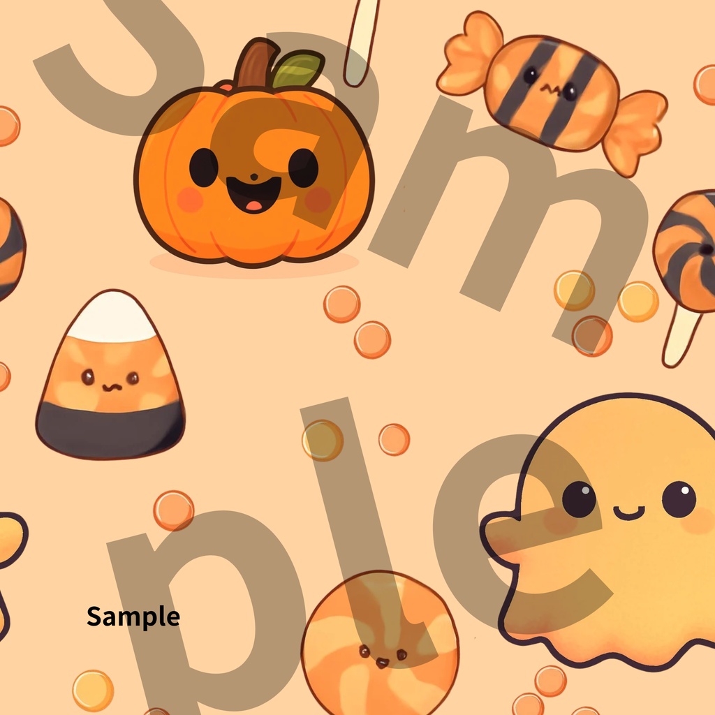 かわいいオバケのハロウィン背景素材 / 正方形デジタルペーパー(ポップ・子供向け)