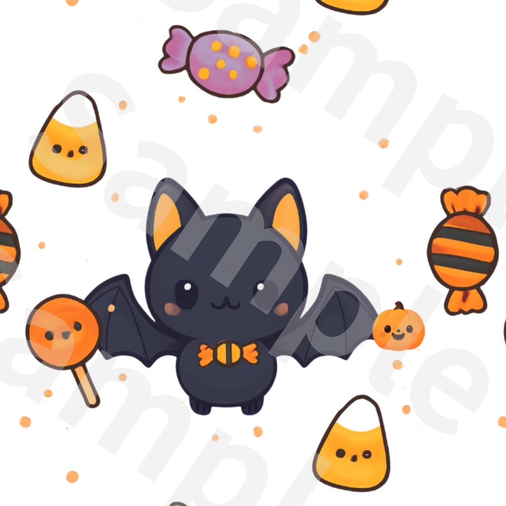 かわいいコウモリのハロウィン背景素材 / 正方形デジタルペーパー(ポップ・子供向け)