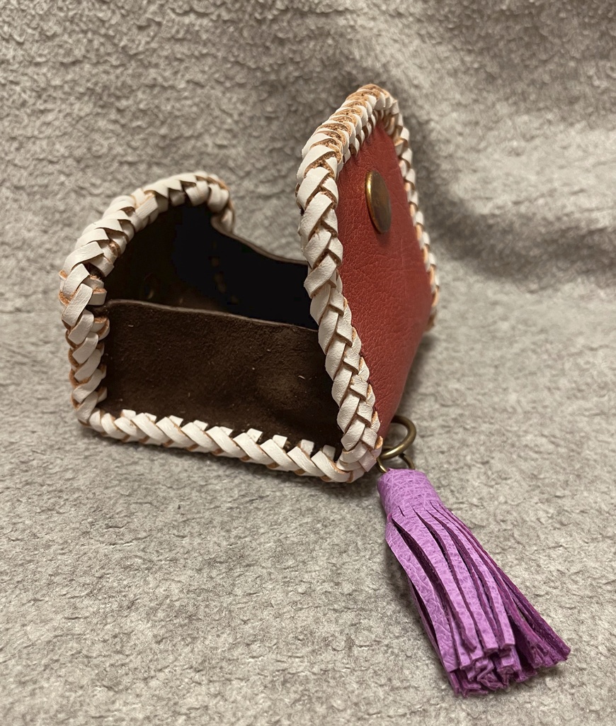 コインケース【赤に白縁取り、紫タッセル】