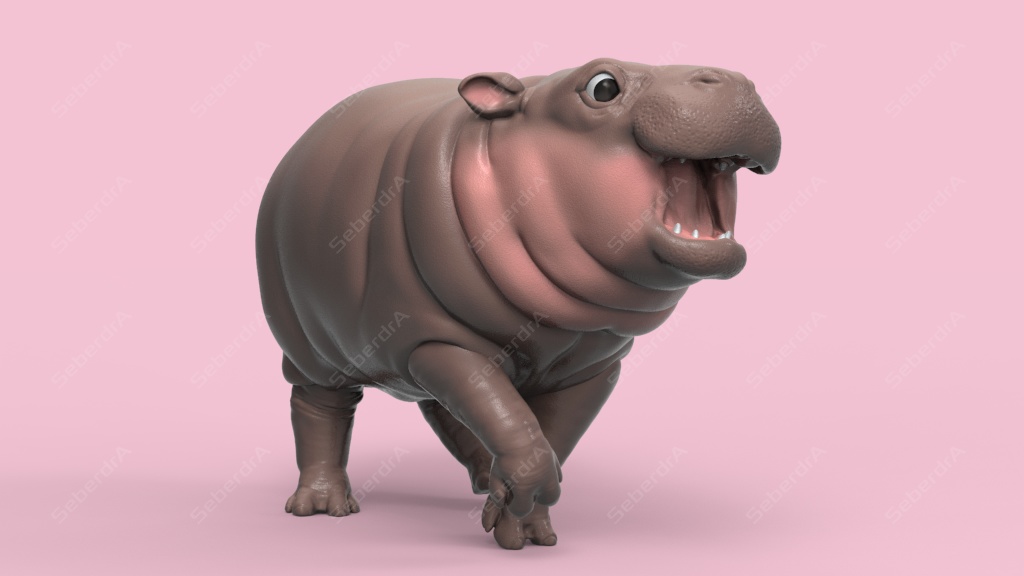 Cute Pygmy Hippo STL for 3Dprint