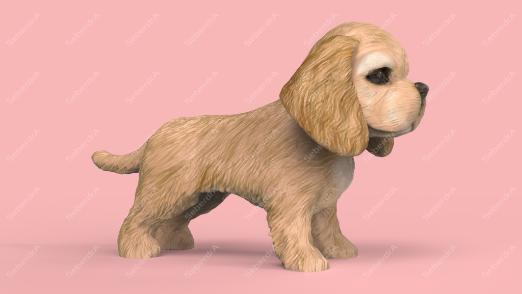 Cute Puppy American Cocker Spaniel STL and VRML