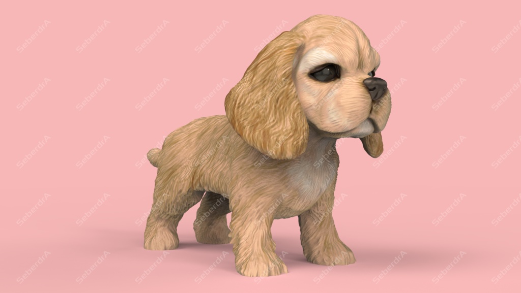 Cute Puppy American Cocker Spaniel STL and VRML