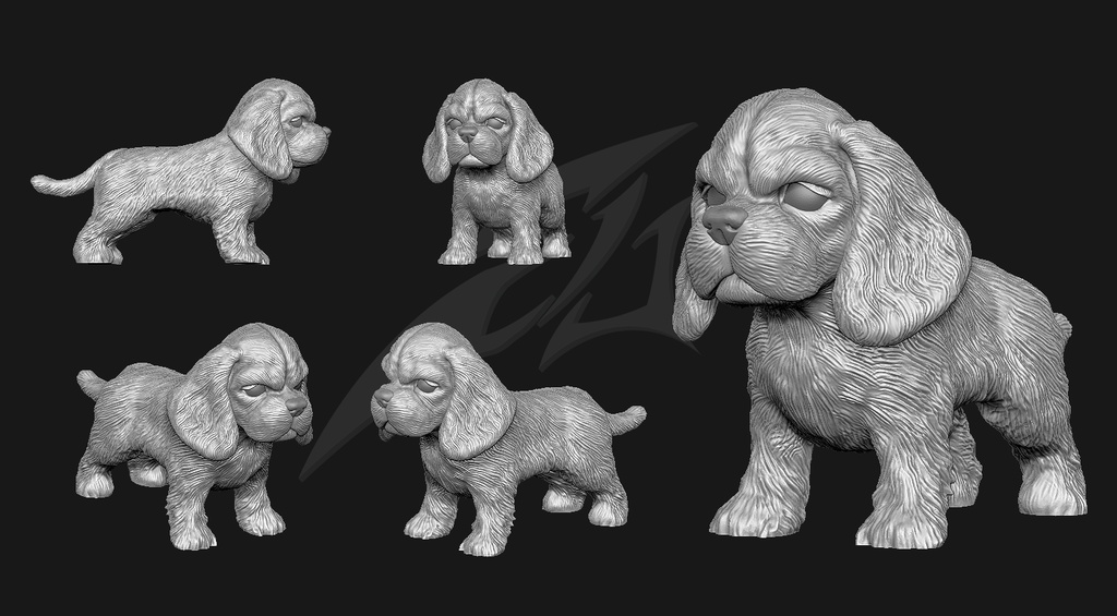 Cute Puppy American Cocker Spaniel STL and VRML