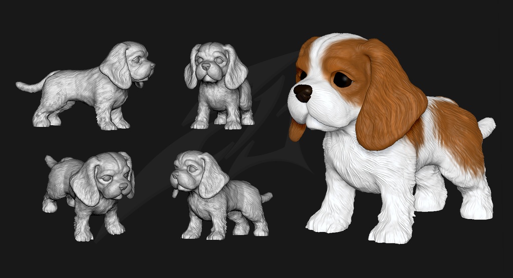Cute Cavalier King Charles Spaniel STL and VRML