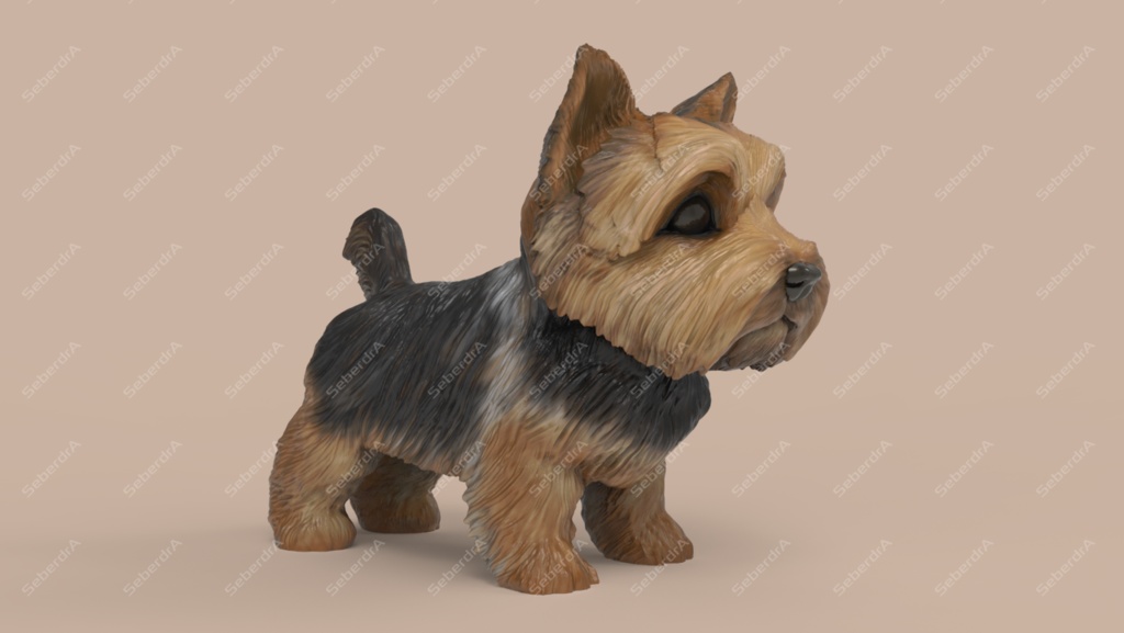 Cute Puppy Yorkshire Terrier STL and VRML for 3DPrint