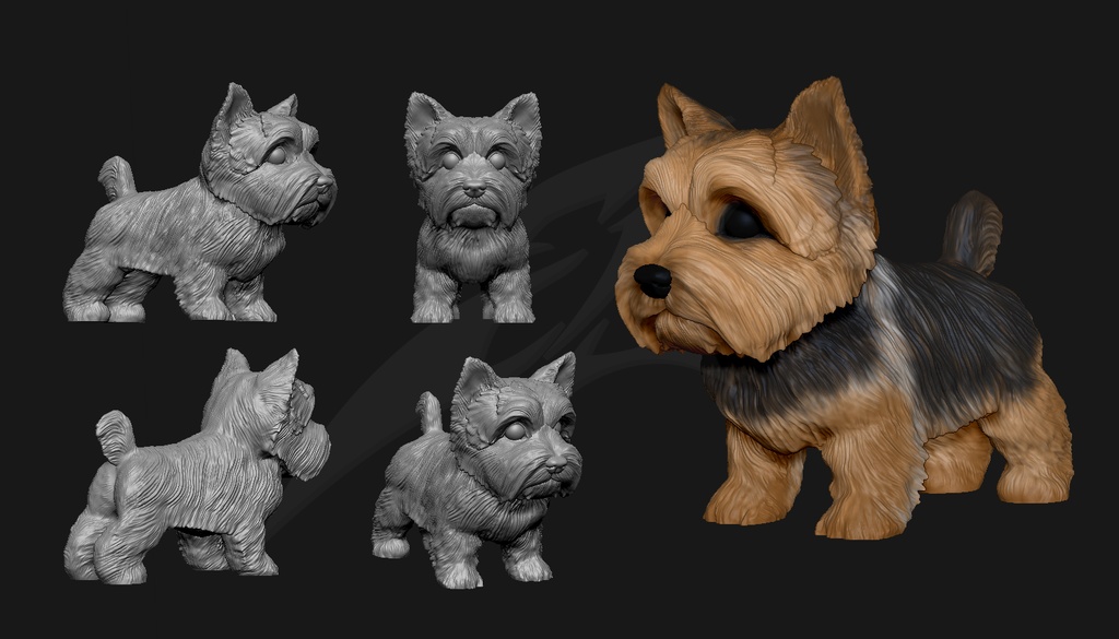 Cute Puppy Yorkshire Terrier STL and VRML for 3DPrint