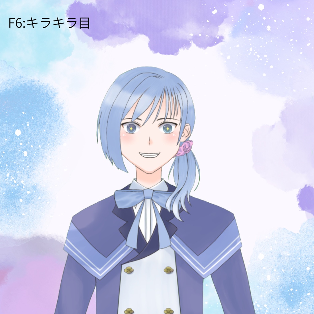 紫陽花モチーフオッドアイ清楚系男子(汎用モデル・PSDファイル付き)