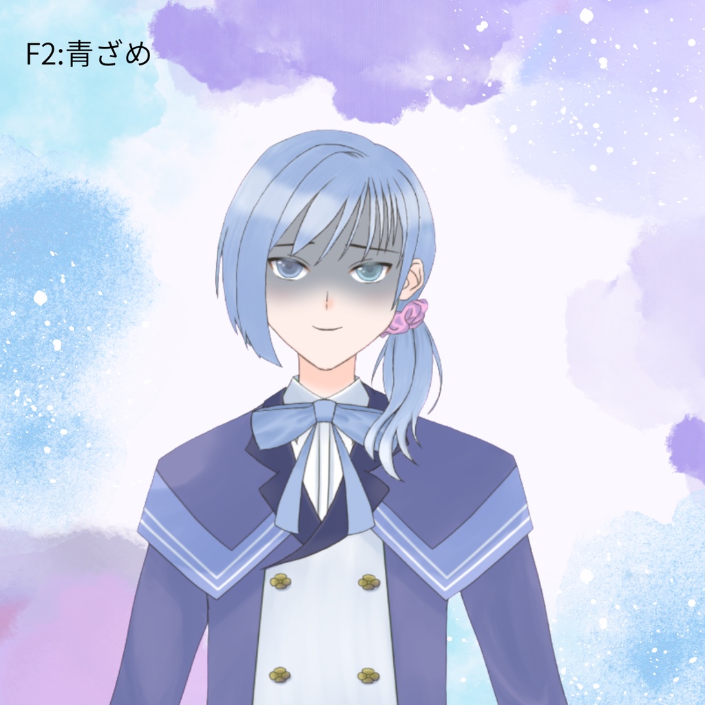 紫陽花モチーフオッドアイ清楚系男子(汎用モデル・PSDファイル付き)