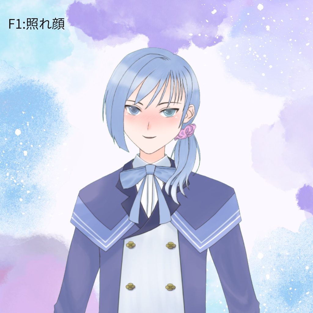 紫陽花モチーフオッドアイ清楚系男子(汎用モデル・PSDファイル付き)