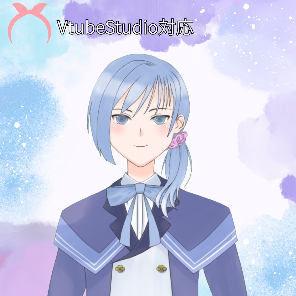 紫陽花モチーフオッドアイ清楚系男子(汎用モデル・PSDファイル付き)