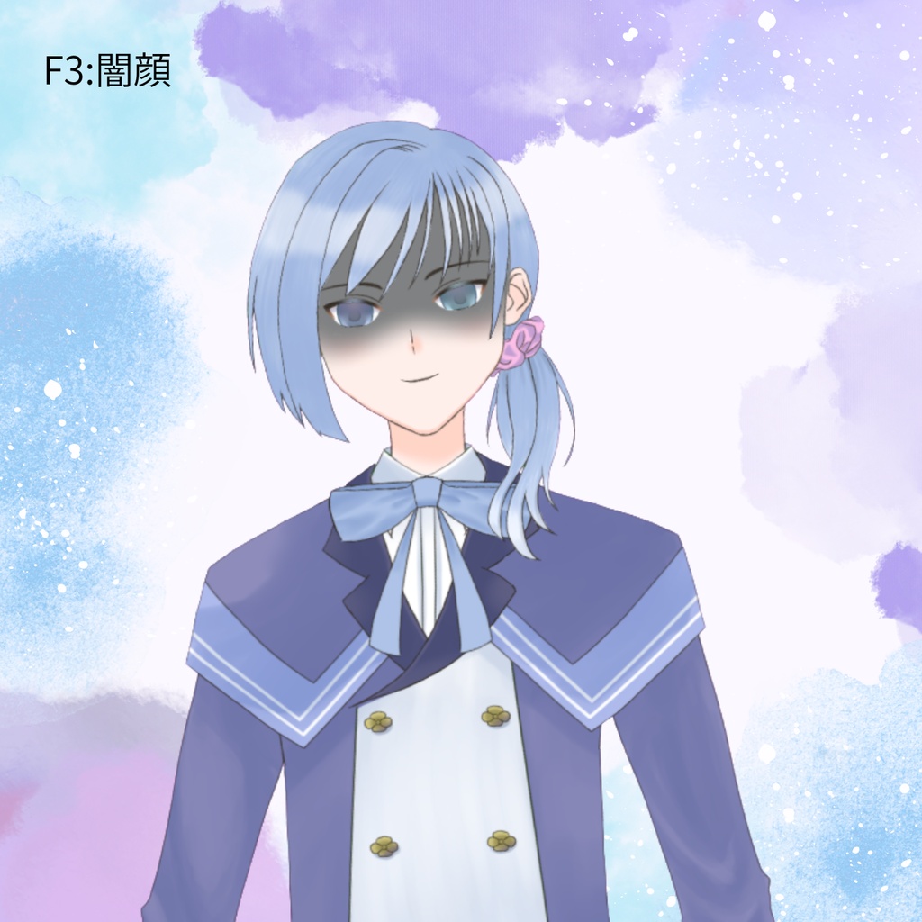 紫陽花モチーフオッドアイ清楚系男子(汎用モデル・PSDファイル付き)