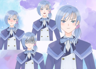 紫陽花モチーフオッドアイ清楚系男子(汎用モデル・PSDファイル付き)