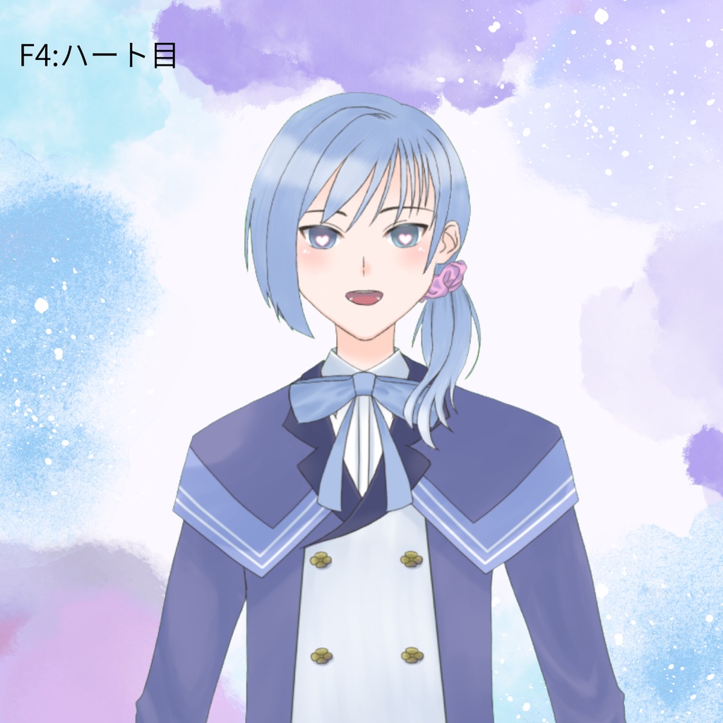 紫陽花モチーフオッドアイ清楚系男子(汎用モデル・PSDファイル付き)