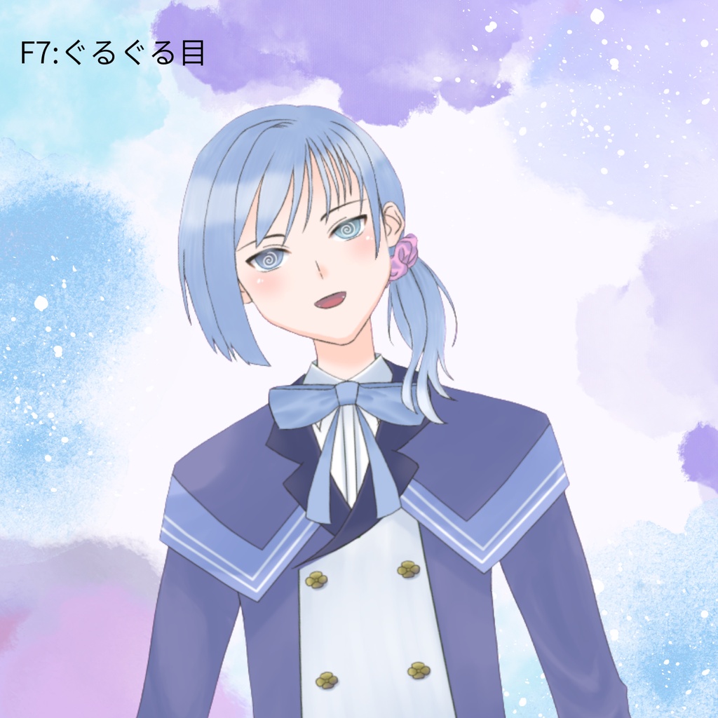 紫陽花モチーフオッドアイ清楚系男子(汎用モデル・PSDファイル付き)