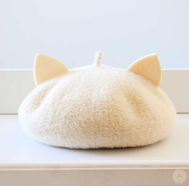 ネコ耳ベレー帽　起毛寒さ対策