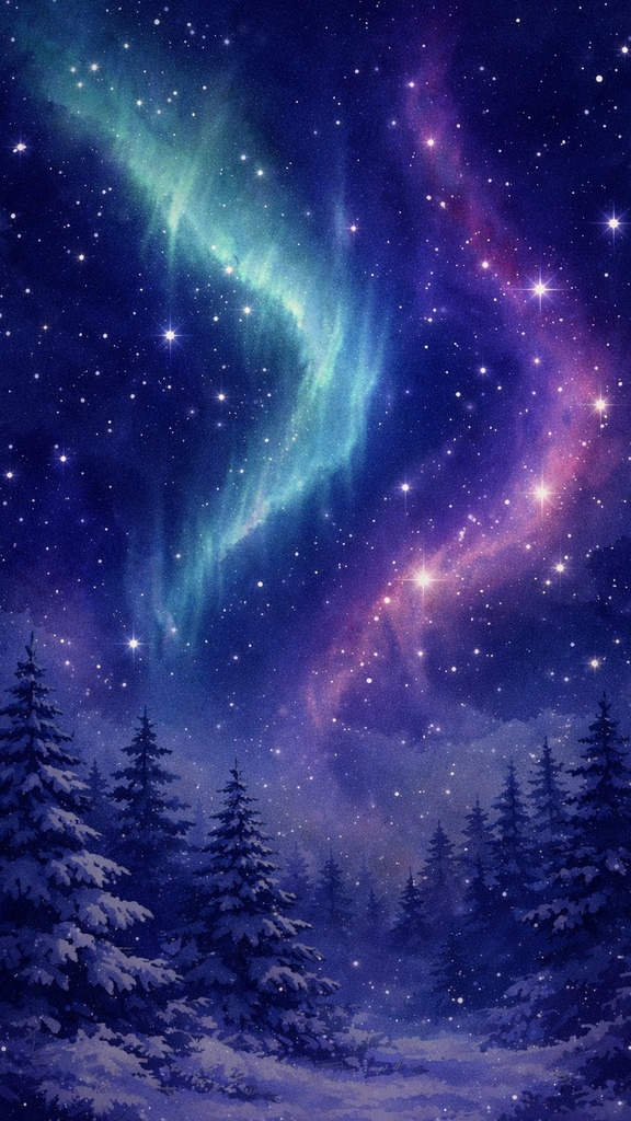 静寂の森に流れる光 ― 星降る夜の幻想風景