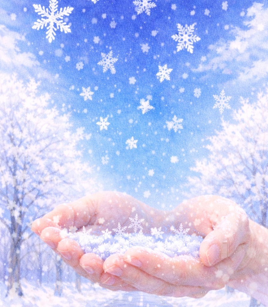 手のひらに残る、冬の記憶 — Holding a Moment Before It Melts —