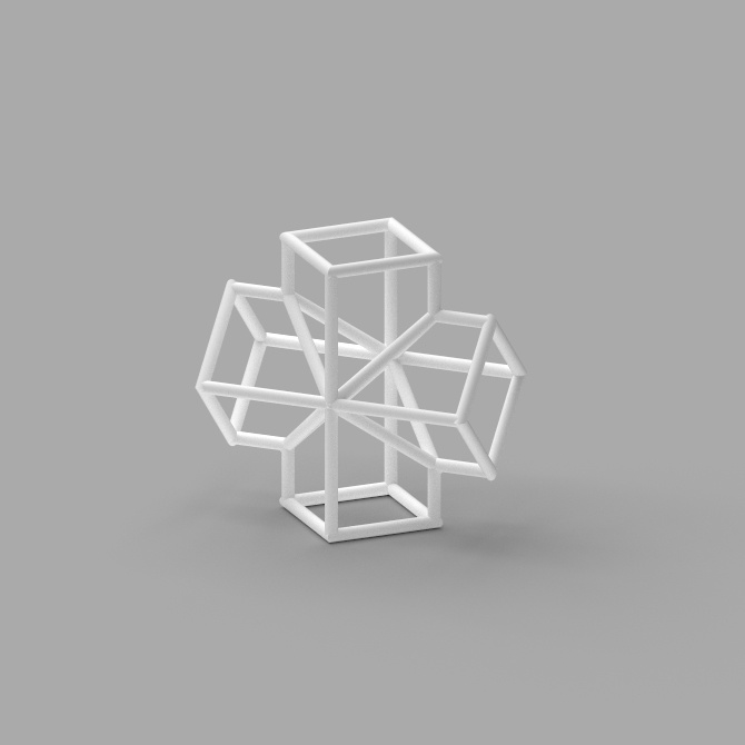 ワイヤフレームでできた形 3Dデータ(STL)