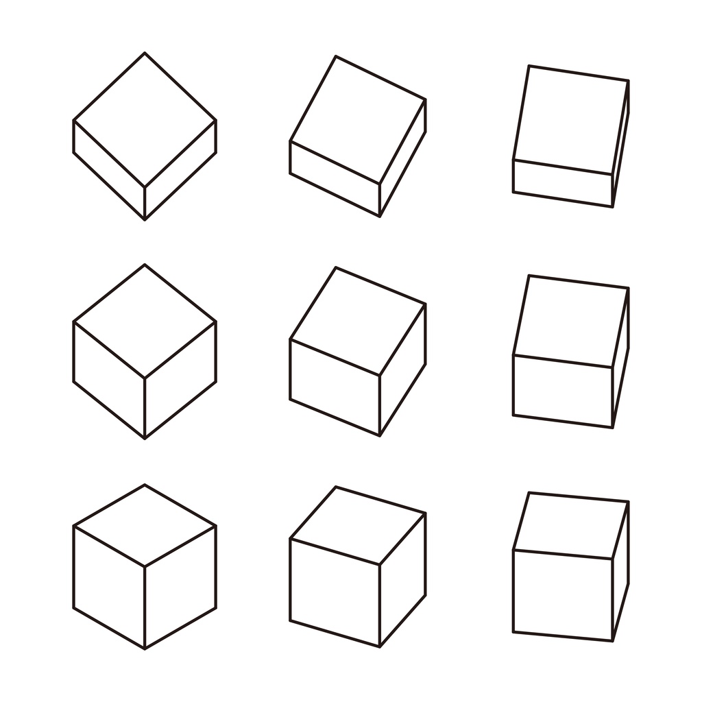 立方体線画セット(AI ベクターデータ)