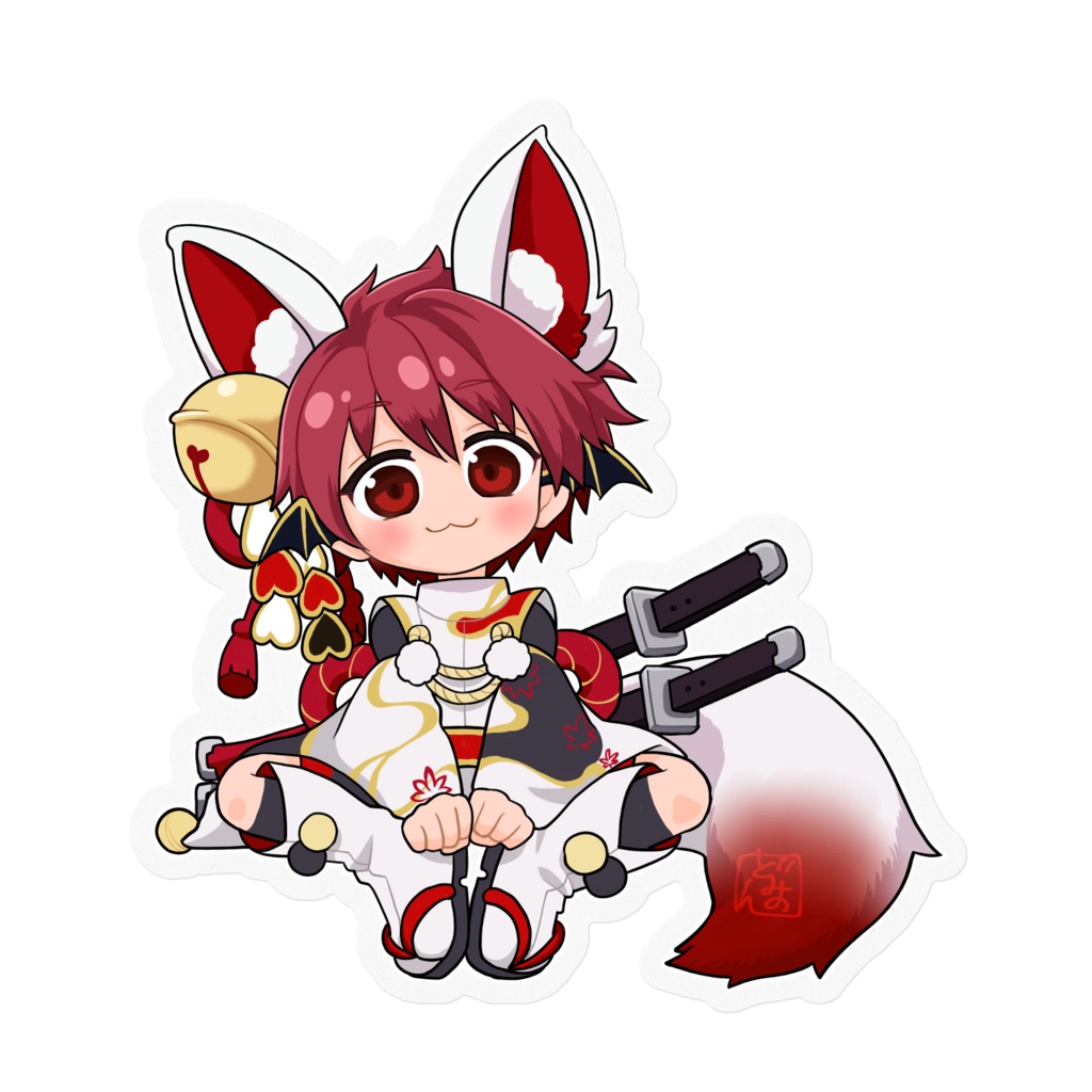 白狐の男の子ステッカー