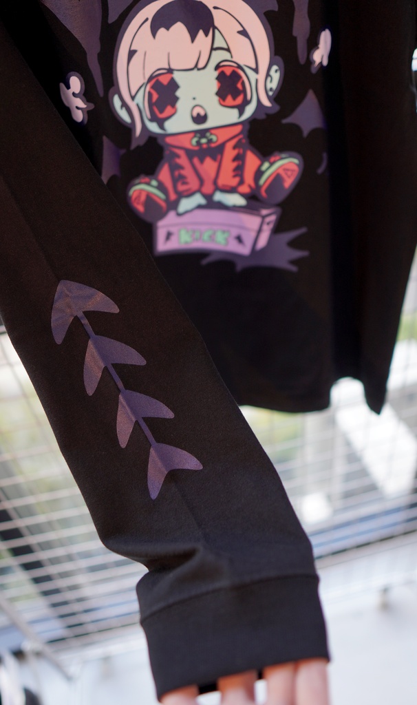 DEMON KICK-chan LS Tee (Black)【magodesu × NukuiYuko】