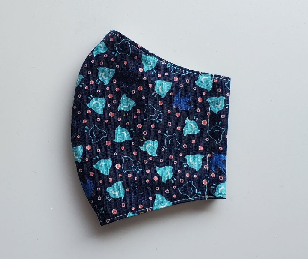 大人用布マスク【千鳥と燕/紺】かわいい 和柄 綿100%