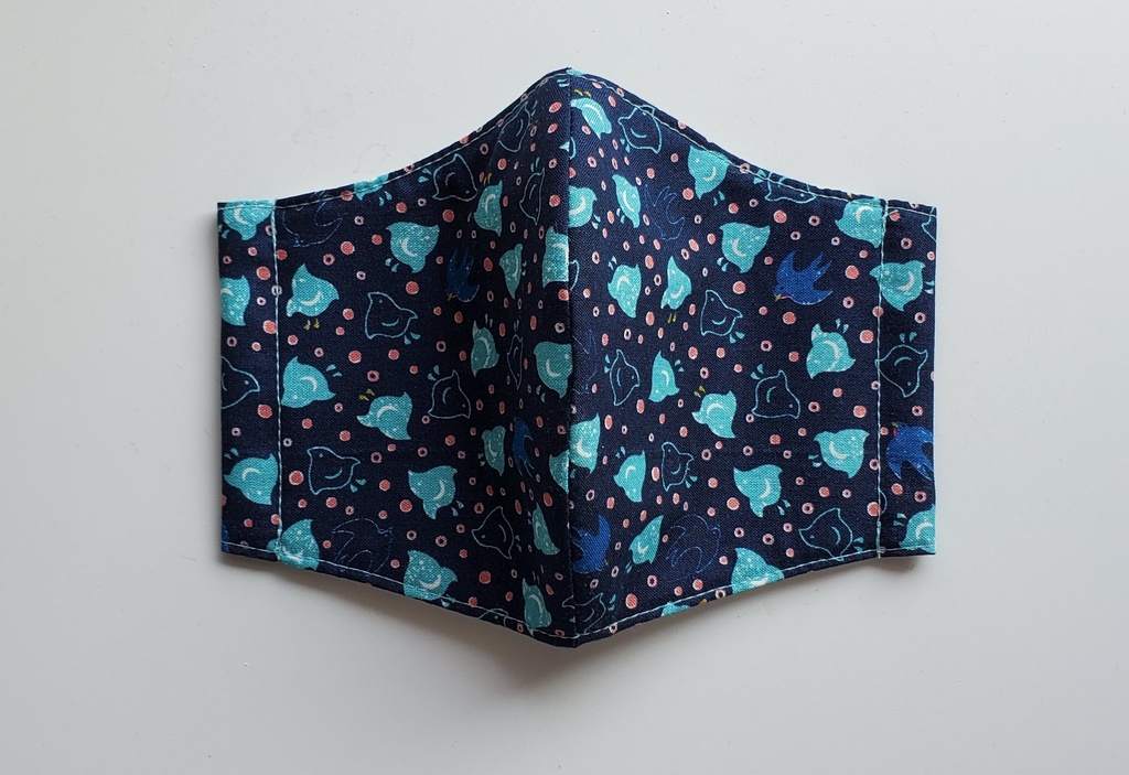 大人用布マスク【千鳥と燕／紺】かわいい 和柄 綿100％