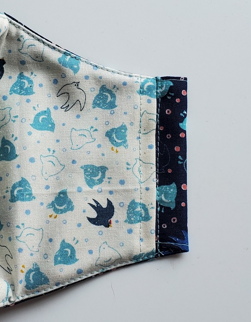 大人用布マスク【千鳥と燕/紺】かわいい 和柄 綿100%