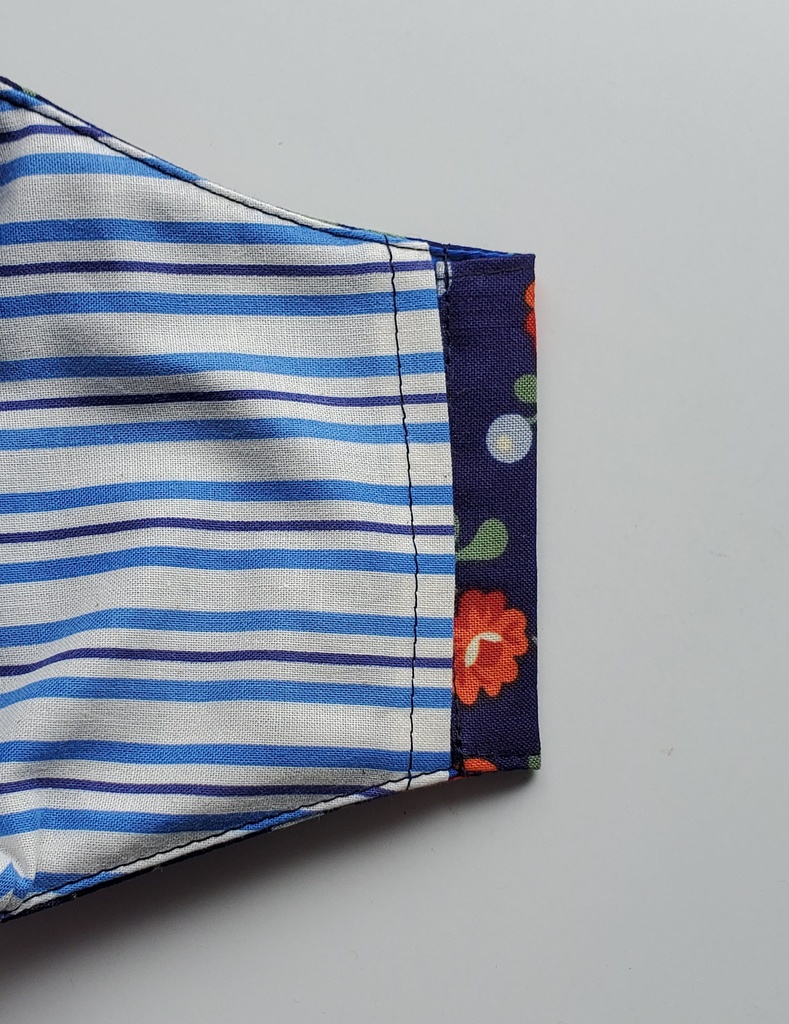 大人用布マスク【花柄】かわいい ネイビー USAコットン 綿100%