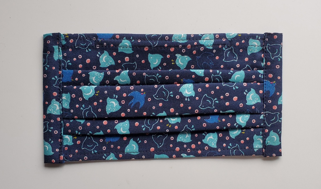 大人用布マスク【千鳥と燕/紺】プリーツマスク かわいい 和柄 綿100%