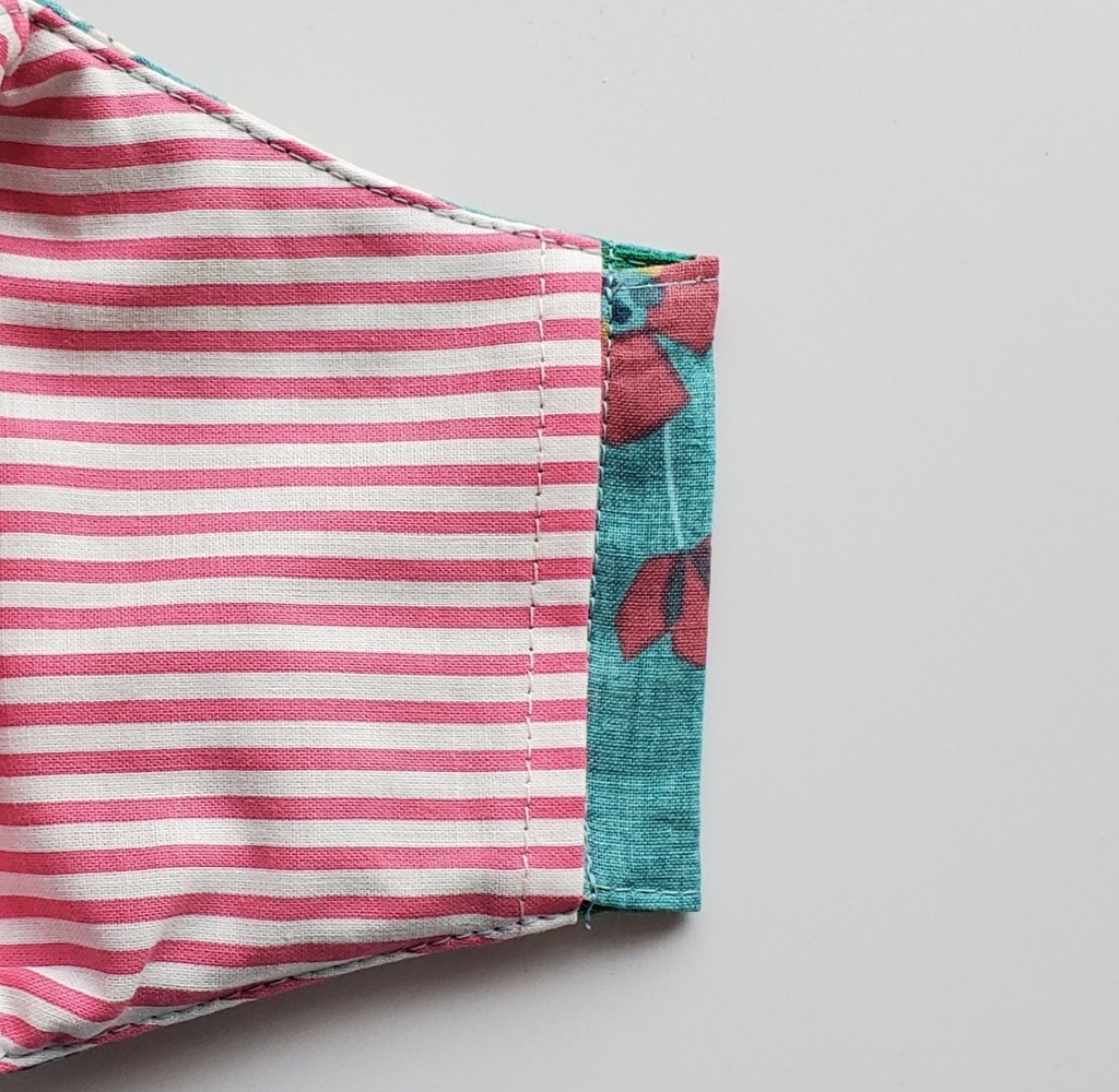 大人用布マスク【花柄/ブルー】かわいい 綿100%