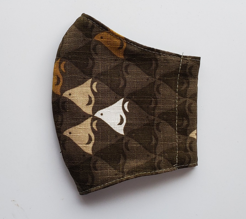 大人用布マスク【千鳥/鶯色】和柄 かわいい 綿100%