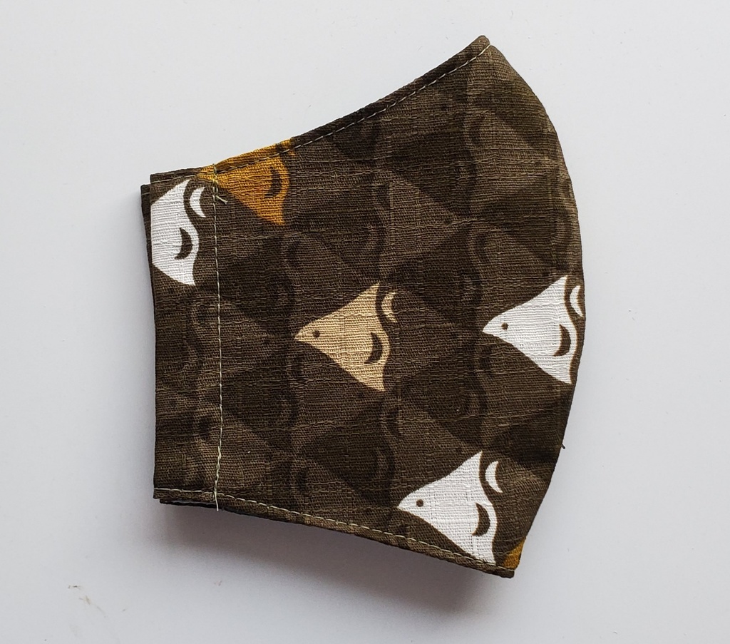 大人用布マスク【千鳥/鶯色】和柄 かわいい 綿100%