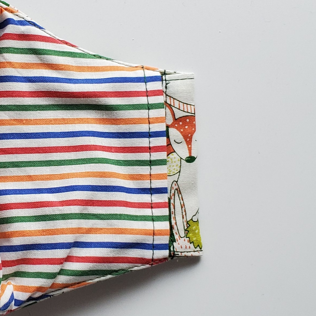 大人用布マスク【密な動物たち/グリーン】かわいい 綿100%