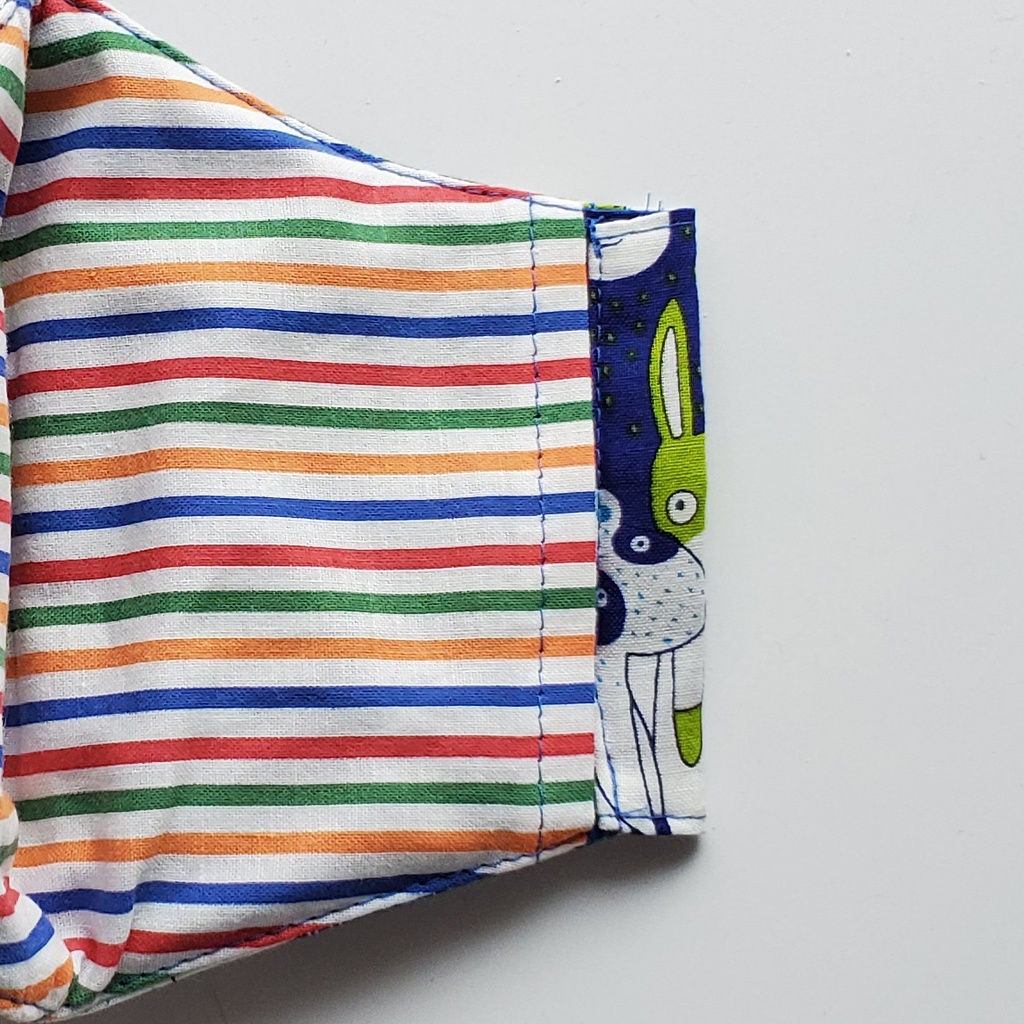 大人用布マスク【密な動物たち/ブルー】かわいい 綿100%