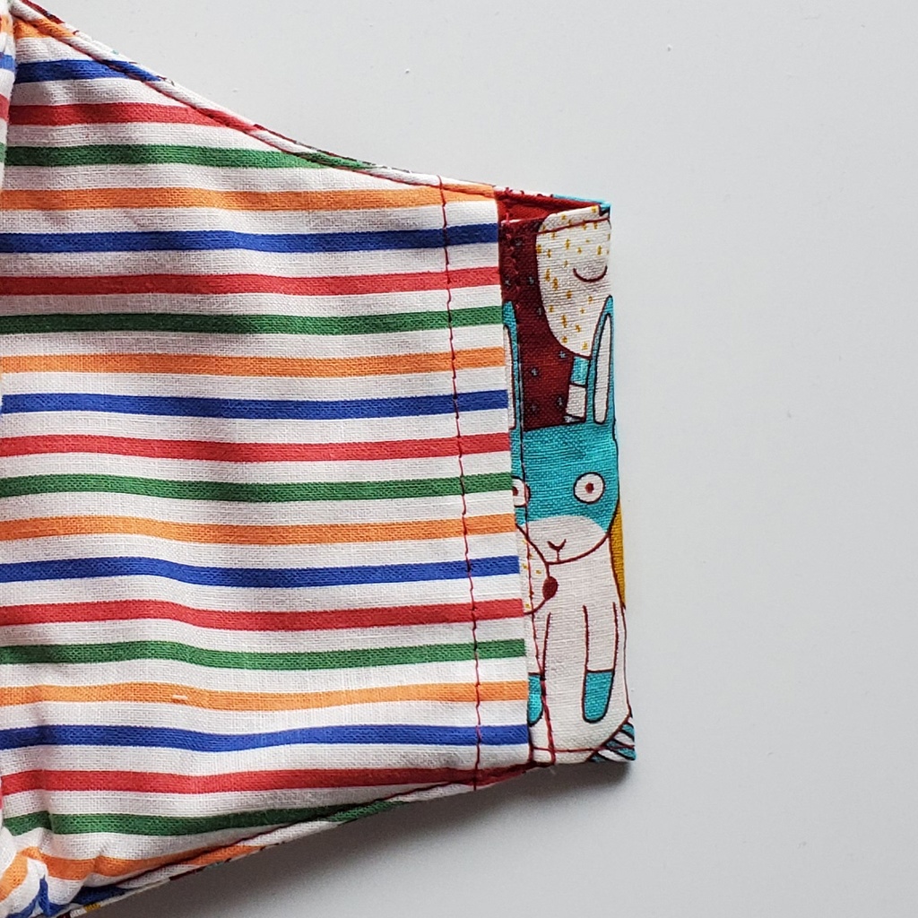 大人用布マスク【密な動物たち/レッド】かわいい 綿100%