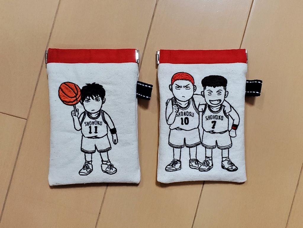 SD刺繍ポーチ(バネ)