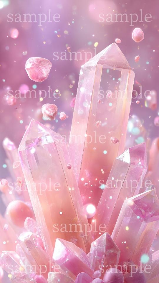 【スマホ壁紙】恋愛・夫婦・出会い運のお守りに|ローズクォーツ〈クリスタルA〉|スマホ壁紙2サイズ