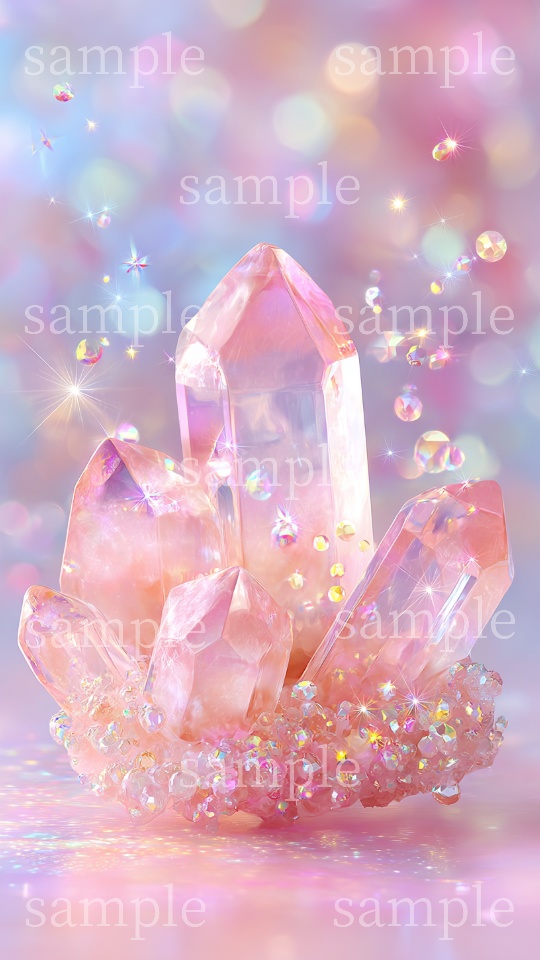 【スマホ壁紙】恋愛・夫婦・出会い運のお守りに|ローズクォーツ〈クリスタルC〉|スマホ壁紙2サイズ